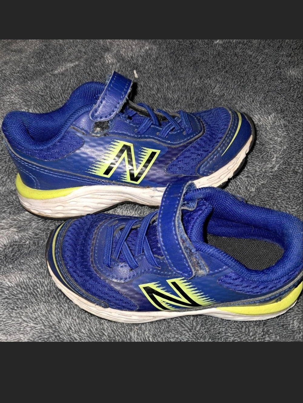 New Balance Kids Royal Blue Sneakers with Neon Yellow Highlights
